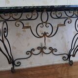 Wrought iron and marble console from the 50s=60s