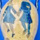 Old breton vase in sandstone decoration breton couple and view of Auray signed