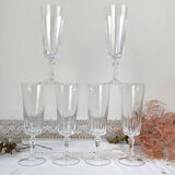 6 Champagne flutes Cristal D'Arques model "VERSAILLES"