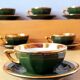 Lot de 6 tasses bistrot apilco vert et or 50s