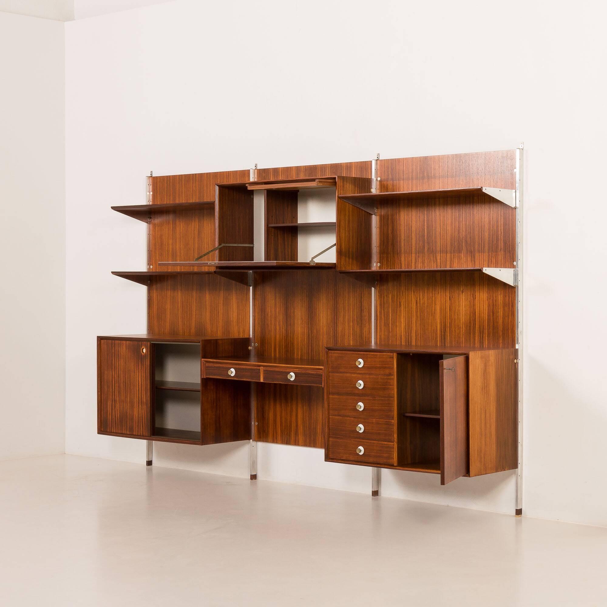 Italian mid century wall unit George Coslin for 3V Arredamenti, 1960s