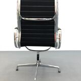 Black leather Ea-109 armchair by Charles Eames for Vitra