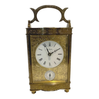 Officer's clock in bronze chiseled in its case of origin XIX century