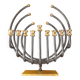 Menorah Hanoukia gold and silver plated, made in Israel by Karshi, 1970