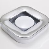 Square white ashtray Ico Parisi, chrome and melamine by Lamperti, Italy, 1970s.