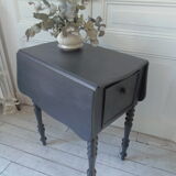 Louis Philippe bedside table with flaps, slate grey