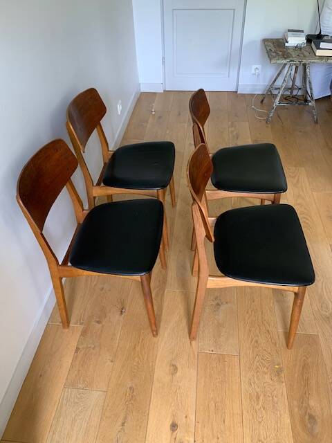 4 Danish chairs in oak and teak, 1960s