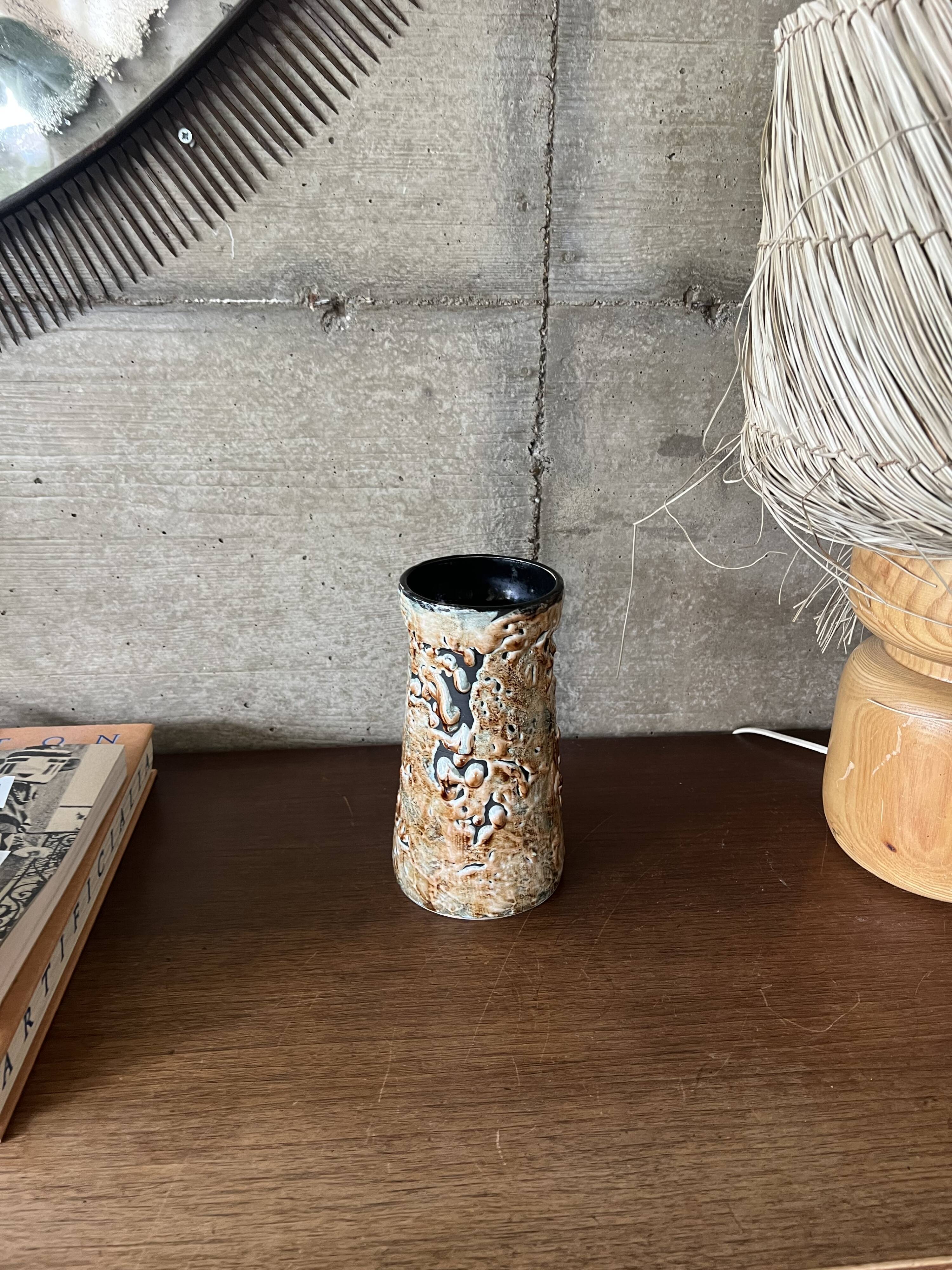Glazed cylindrical stoneware vase