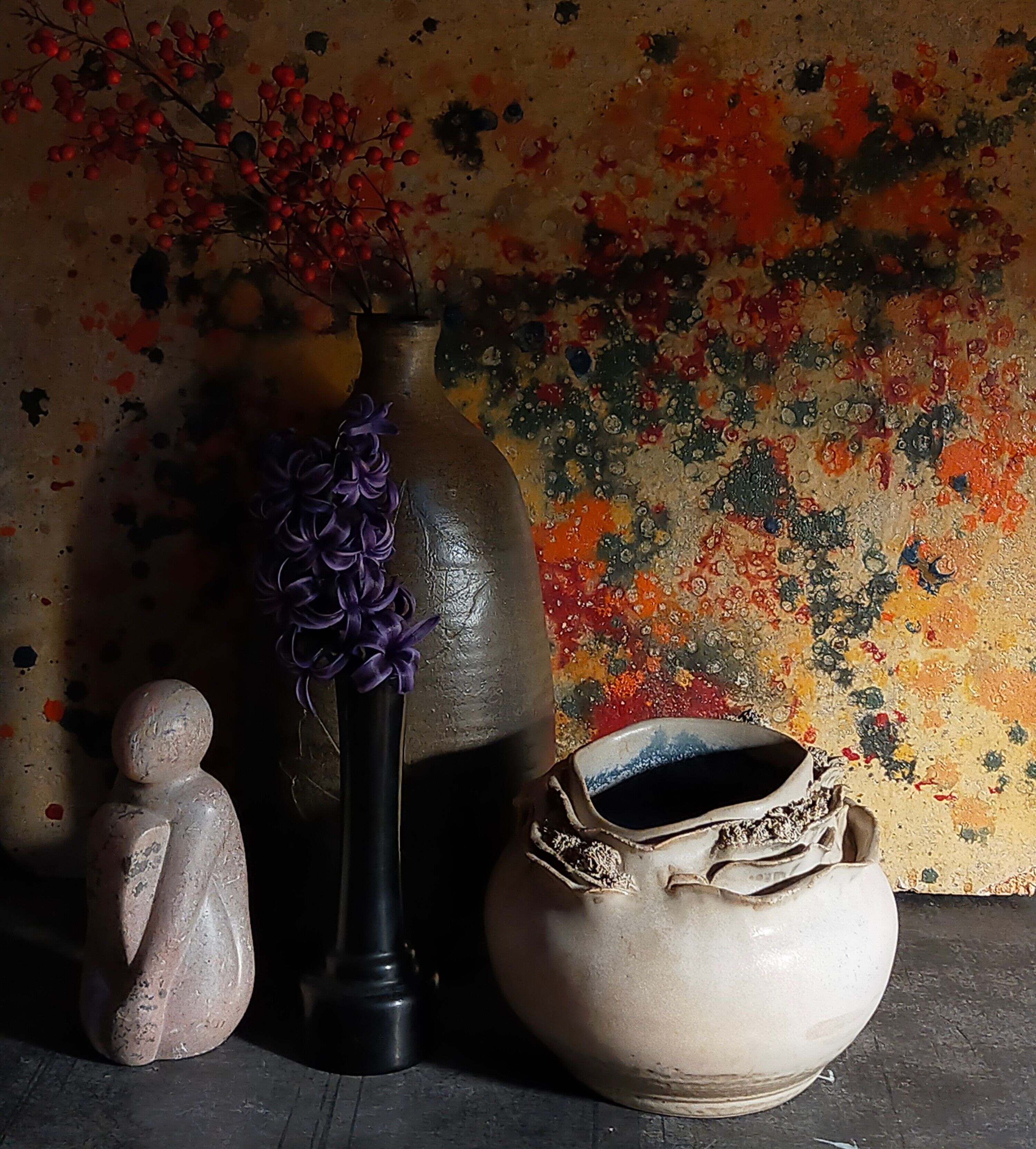 Potter's ball vase "like a flower" vintage glazed ceramic