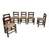 6 chaises paille et chêne, mobilier de montagne