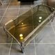 Table basse double plateau verre chrome style Bauhaus vintage 1970