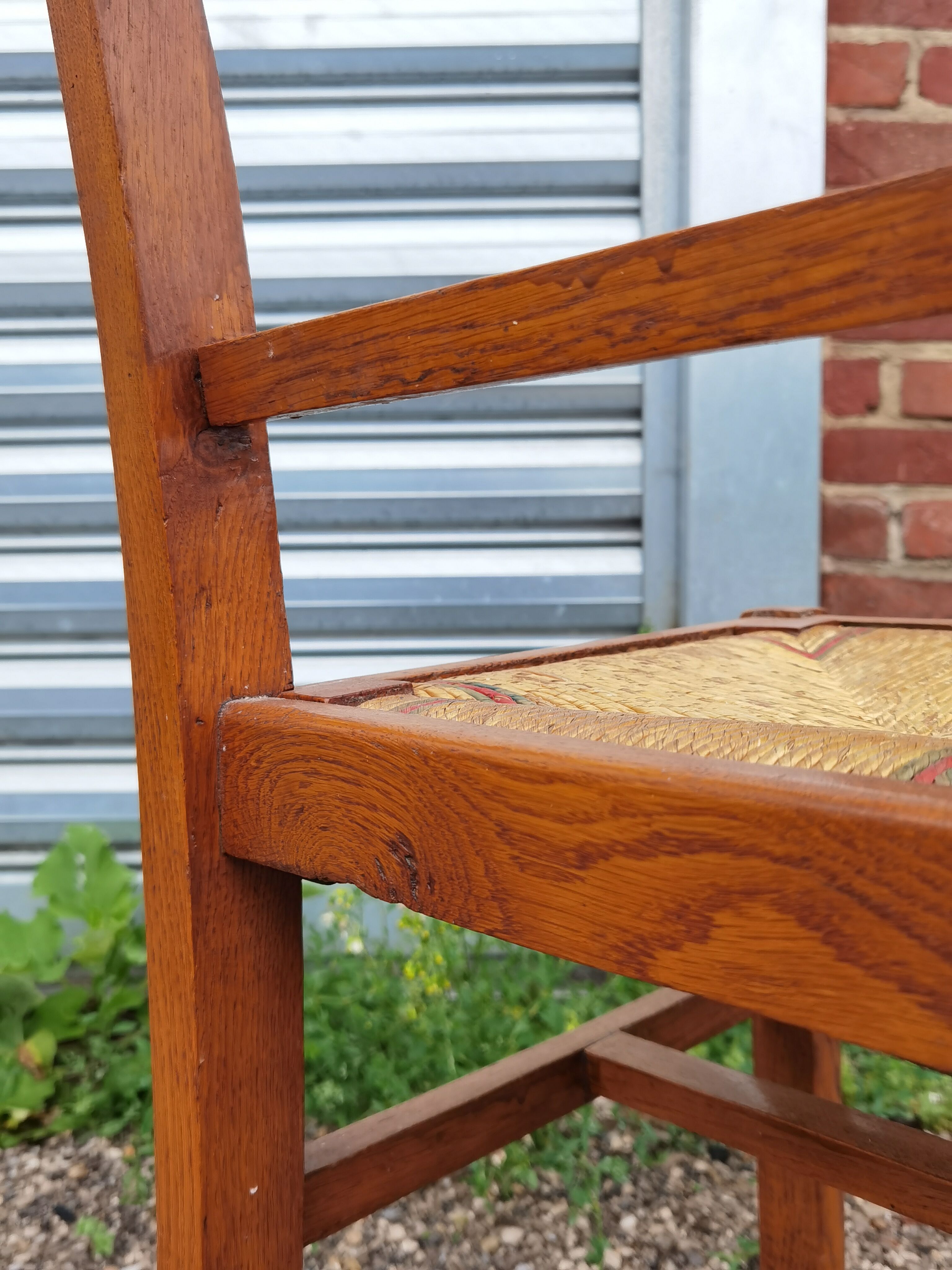 Lot de 8 chaises Reconstruction 1950 Chêne et paille