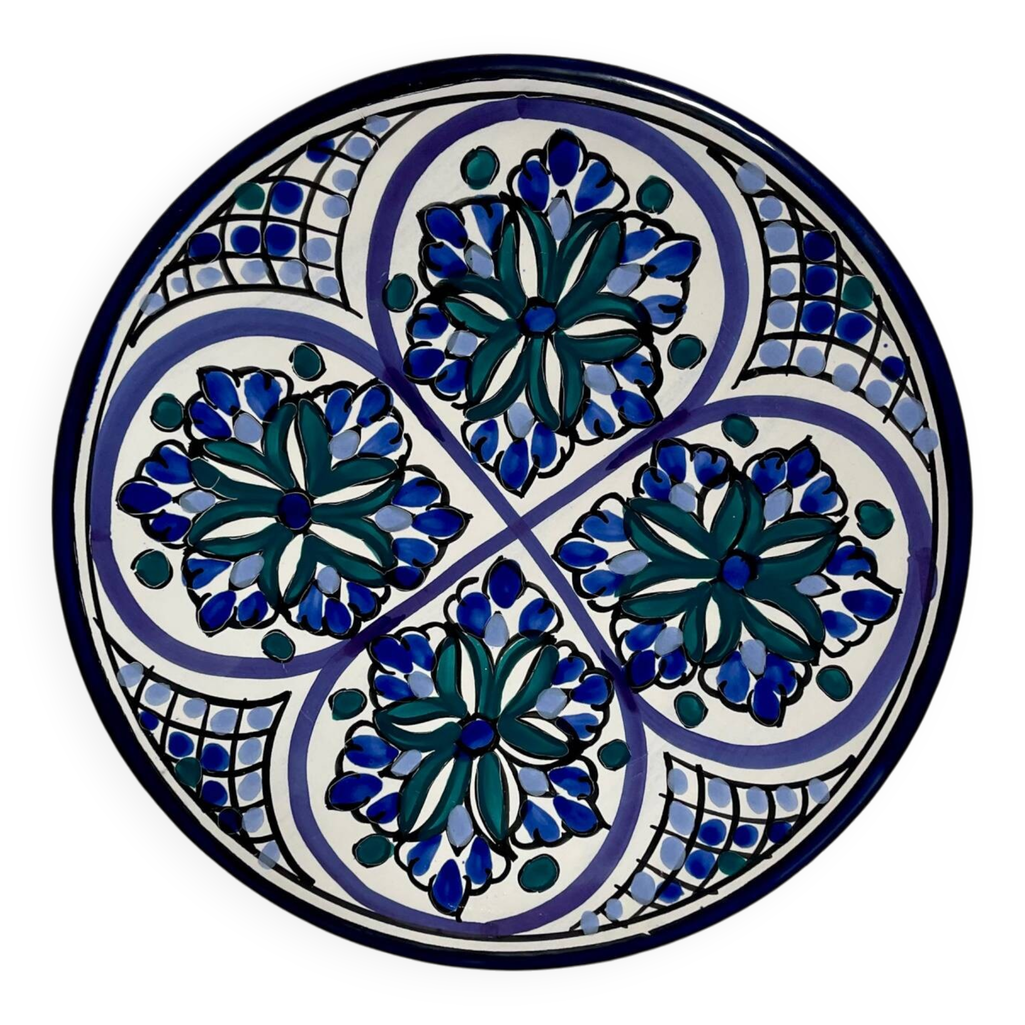 Assiette en terre cuite peinte à la main