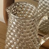 Vintage beaded and mouth-blown carafe or vase in rostrato glass, Italy 1930