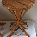 Pair of vintage bamboo and chestnut side tables by Pascal Raffier.