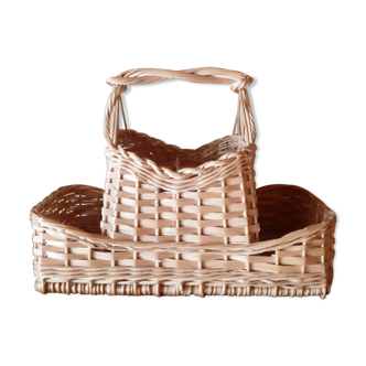 Wicker bottle basket from the 1950s
