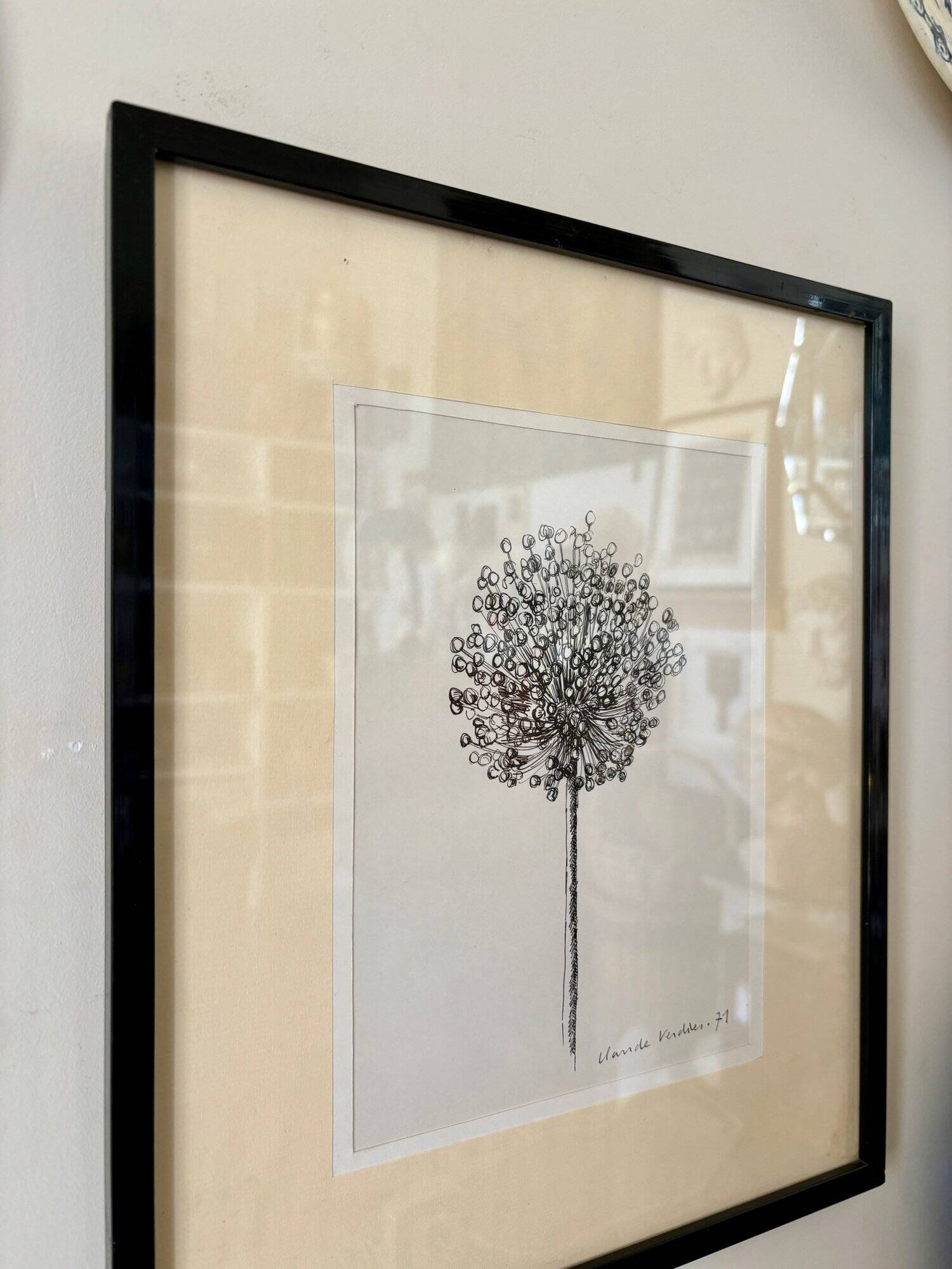 Drawing, work on paper by Claude Verdier framed, 1971