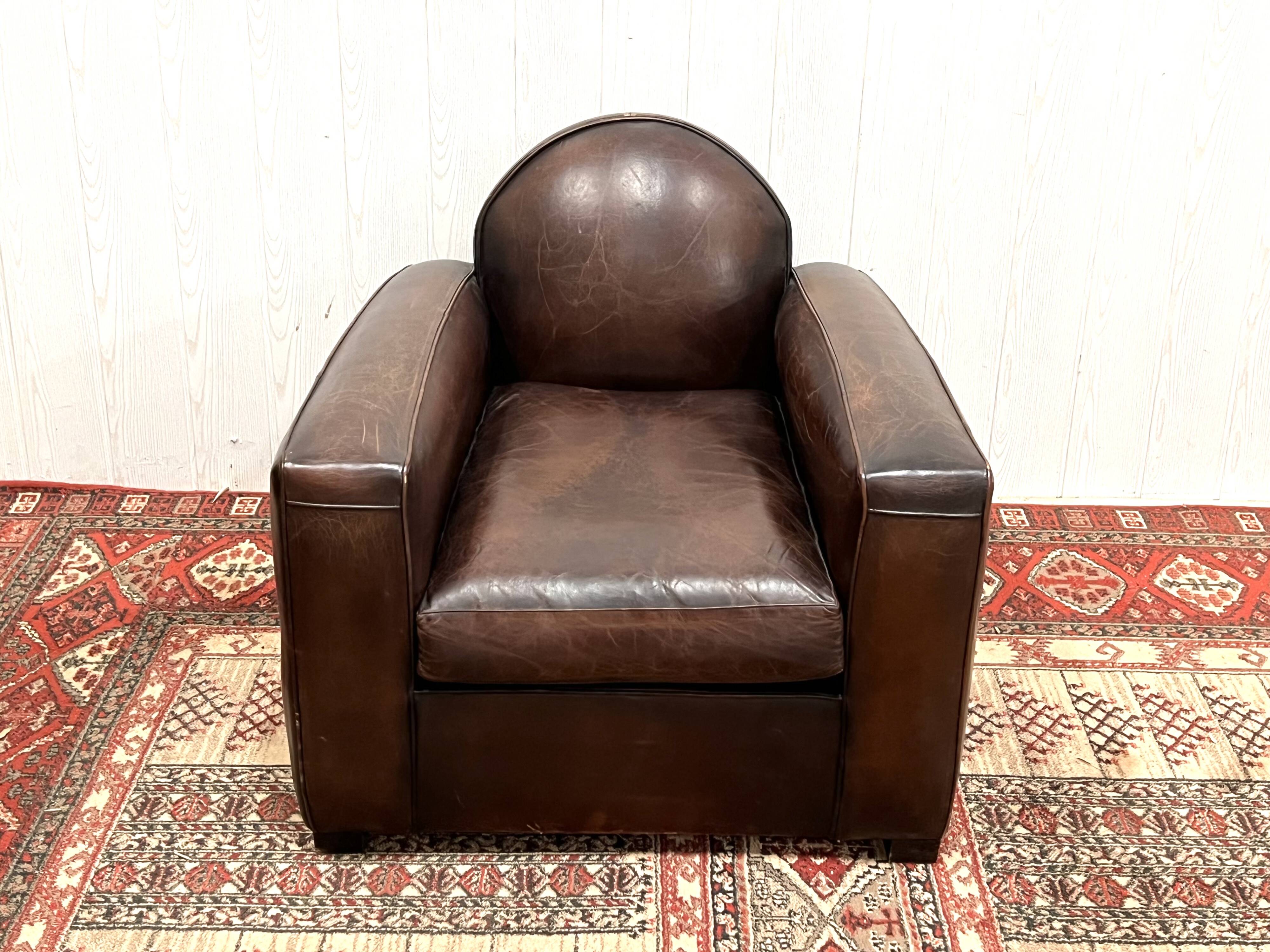 Leather club armchair