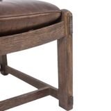 Pair of oak armchairs, upholstered in leather. Work from the 1960s.