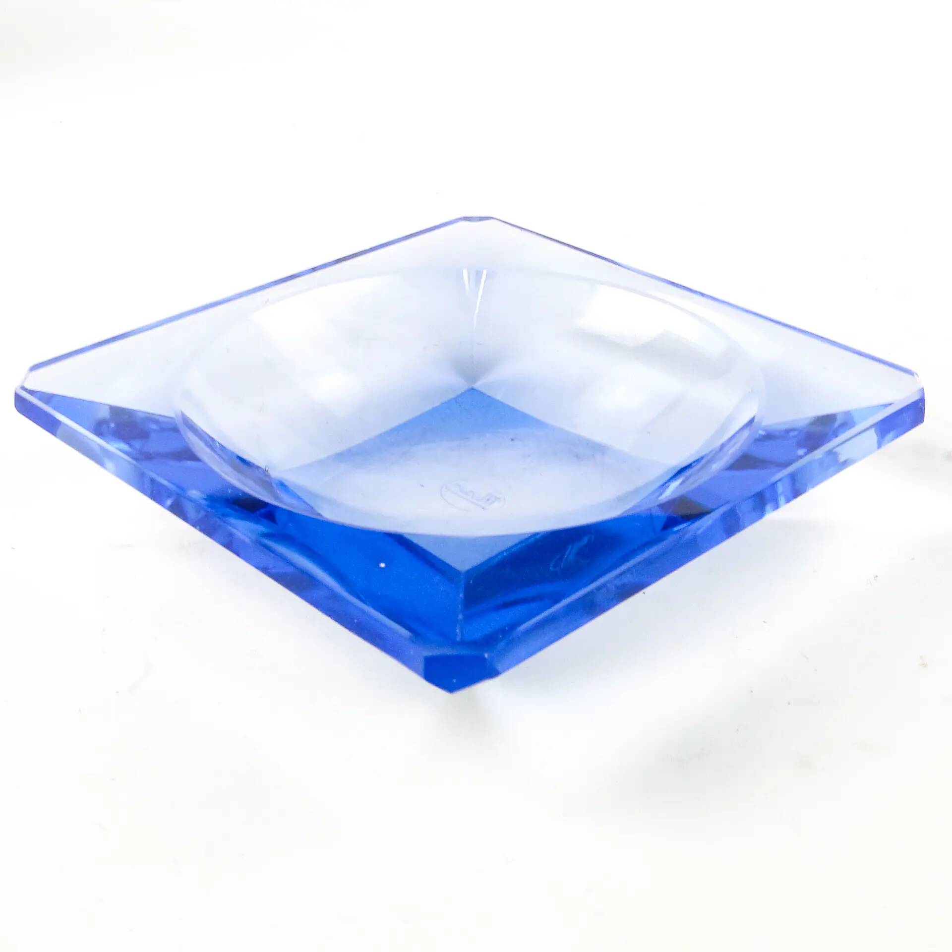 Organisateur, Art Déco, cristal bleu, Bohême, République tchèque, années 1930