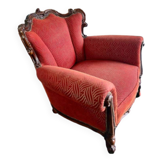 Vintage red baroque armchair / single seat / club armchair