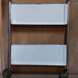 Folding tray with vintage wheels Textable in white formica