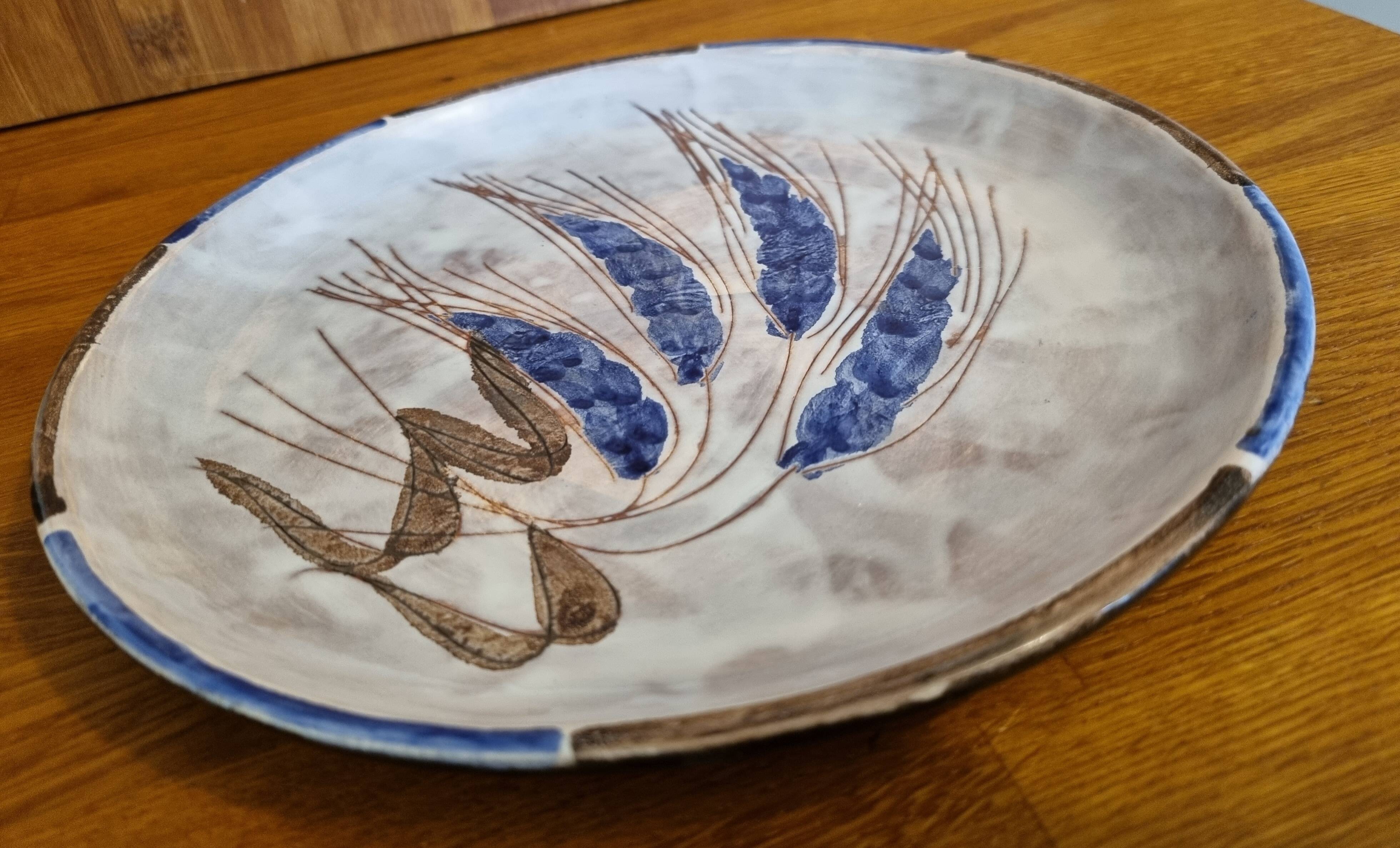 Ceramic plate from Brescon A Martin Vallauris with Wheat Ear motif