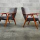 Pair of armchairs czechoslovakian midcentury renovated gray velvet