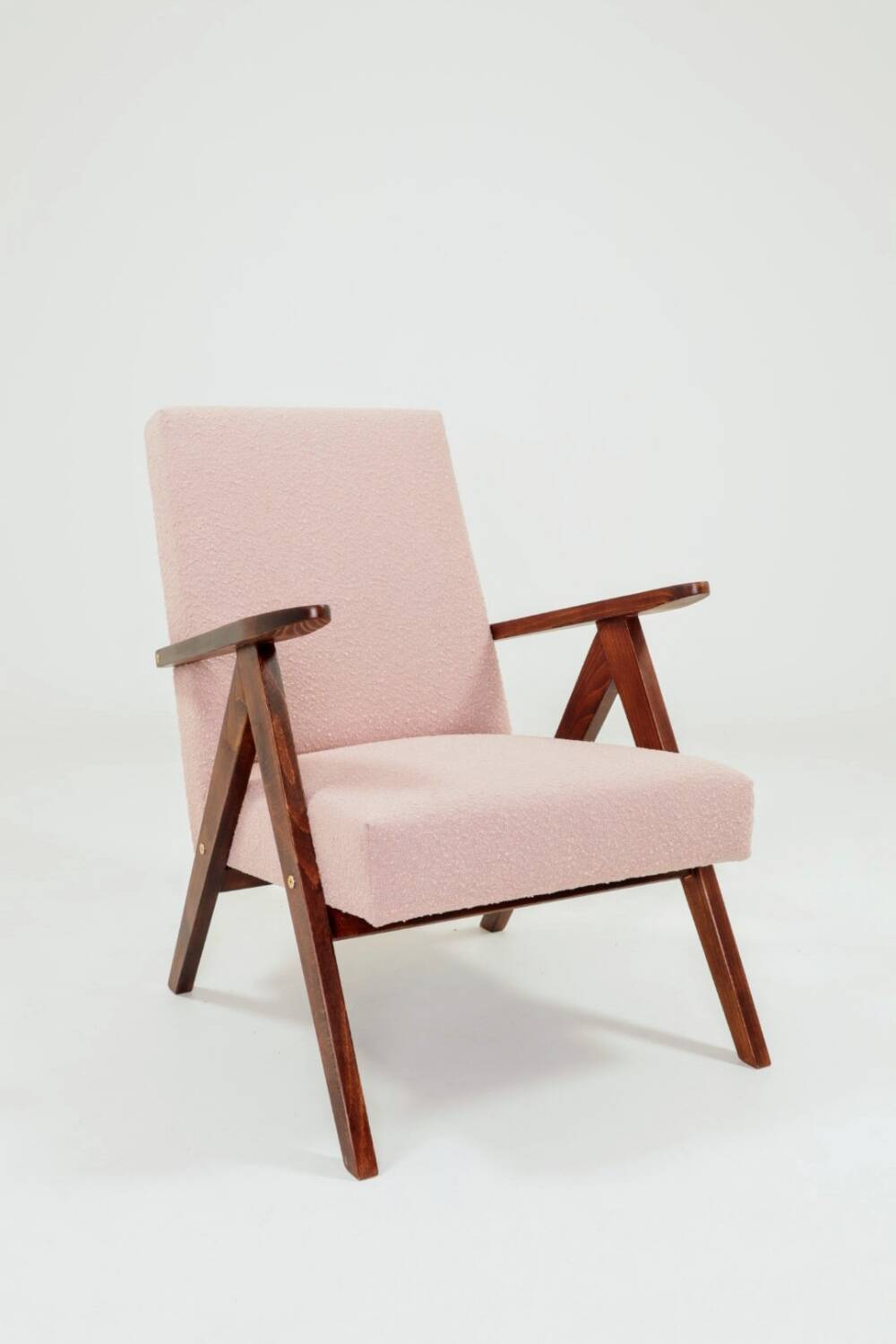 Vintage red bouclé armchair modern design zig zag 1970