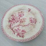Cake dish on foot in iron earth of Gien model Pink hawthorn