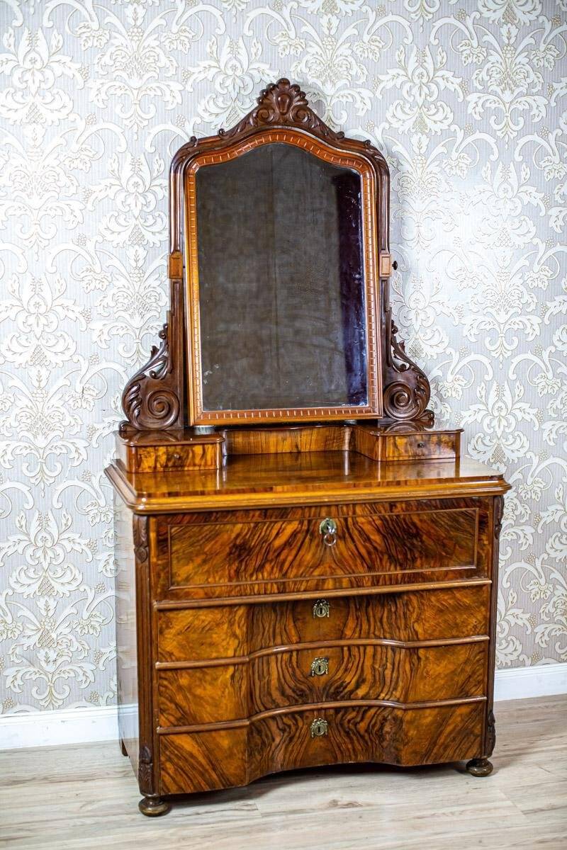 Antique Two-Part Dresser with Mirror, 1890s