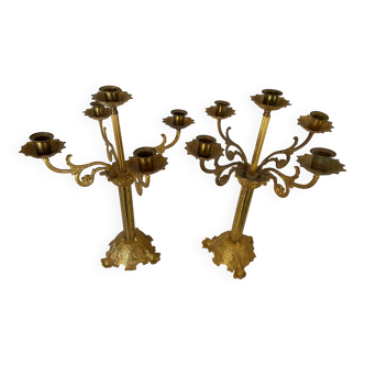 Golden bronze candlesticks