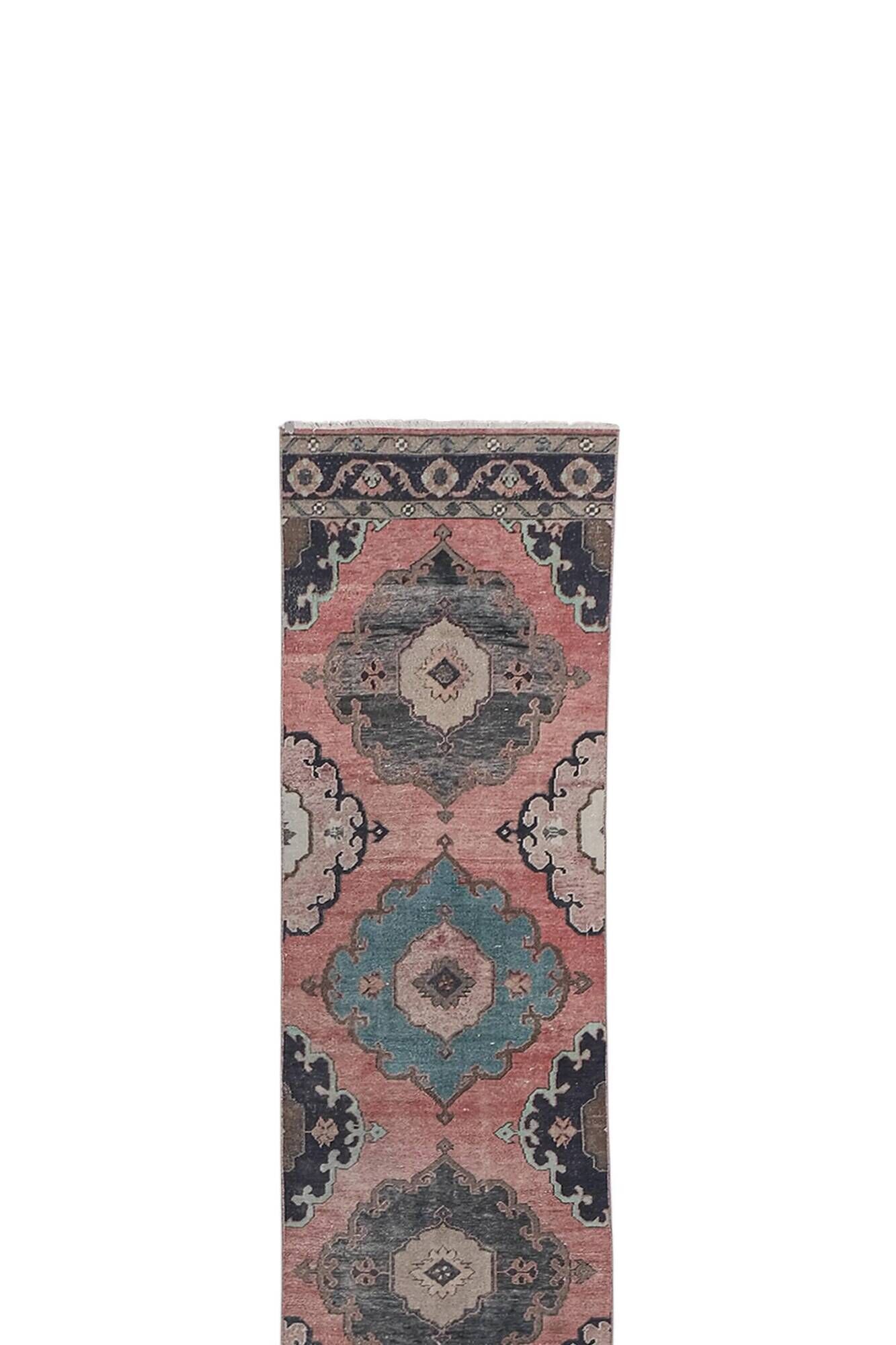 Vintage Turkish hallway rug 86x780 cm