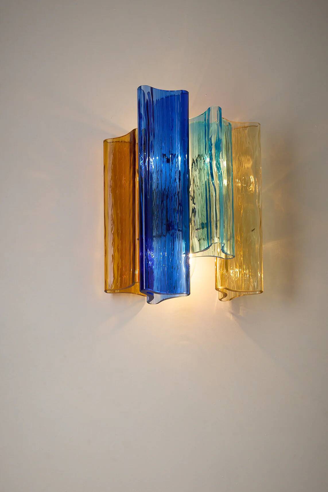 Paire d'appliques en verre de Murano multicolores par Salviati & Co., Italie, vers 1940