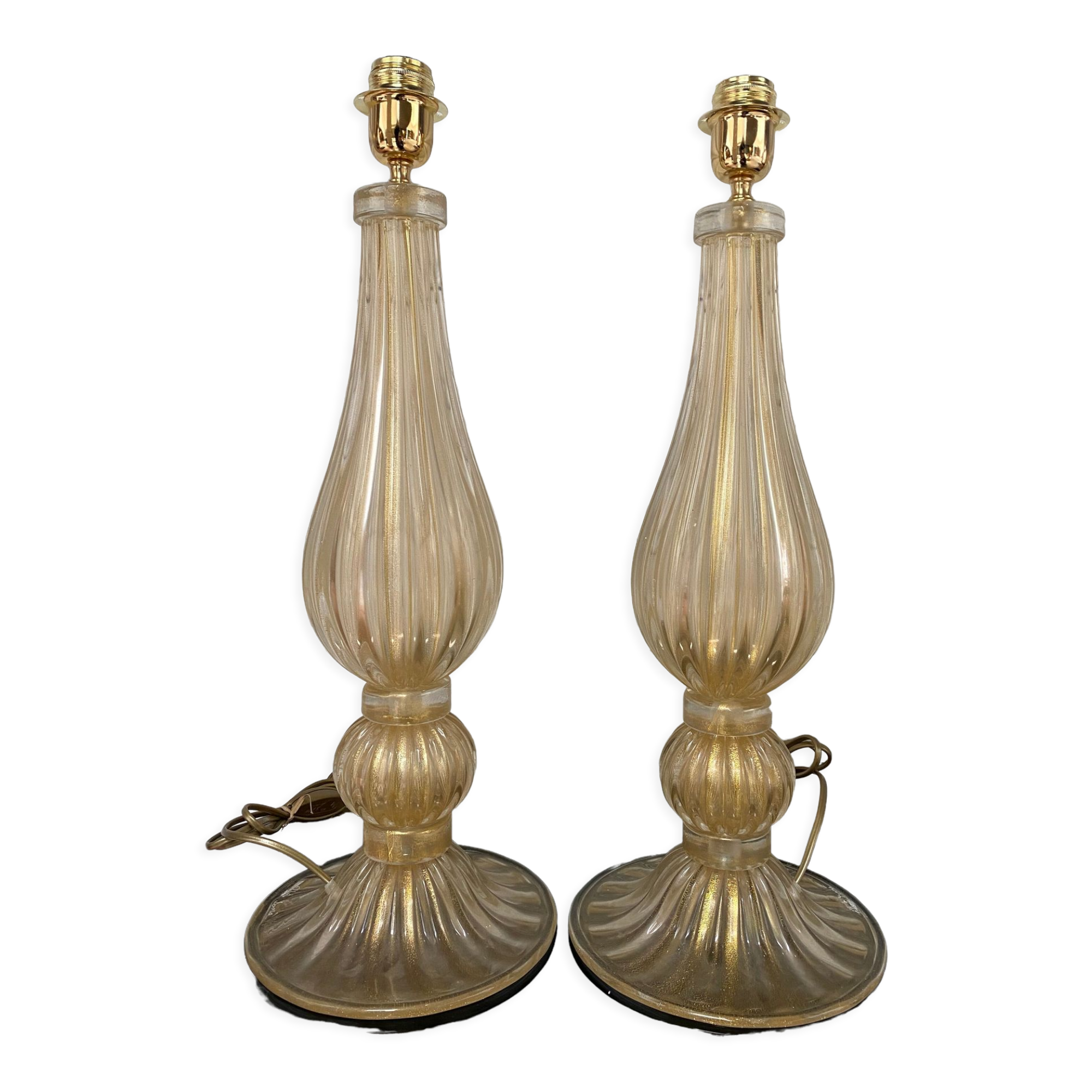 Pair of golden lamp legs - Alberto Dona - Murano - 70s