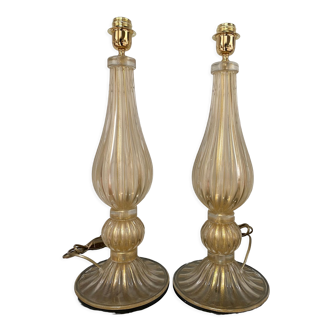 Pair of golden lamp legs - Alberto Dona - Murano - 70s