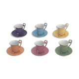 6 cups and 6 porcelain saucers by Genevieve Lethu size: diameter -6cm-