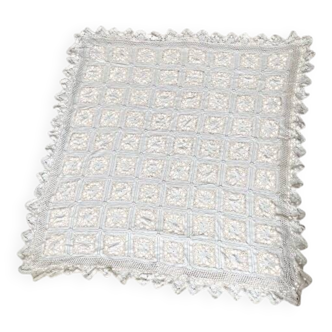 Plaid, couverture en crochet blanc
