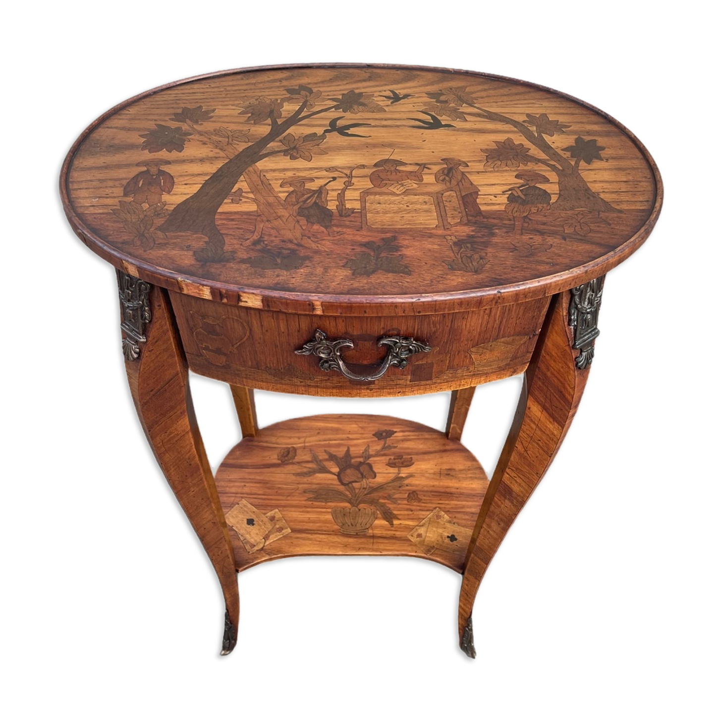 Table Rognon Marquetry Antique