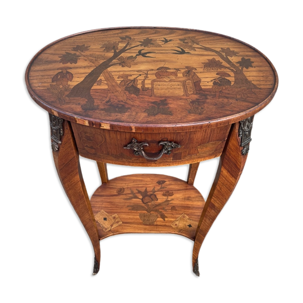 Table Rognon Marqueterie Antique