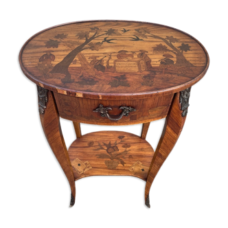 Table Rognon Marquetry Antique