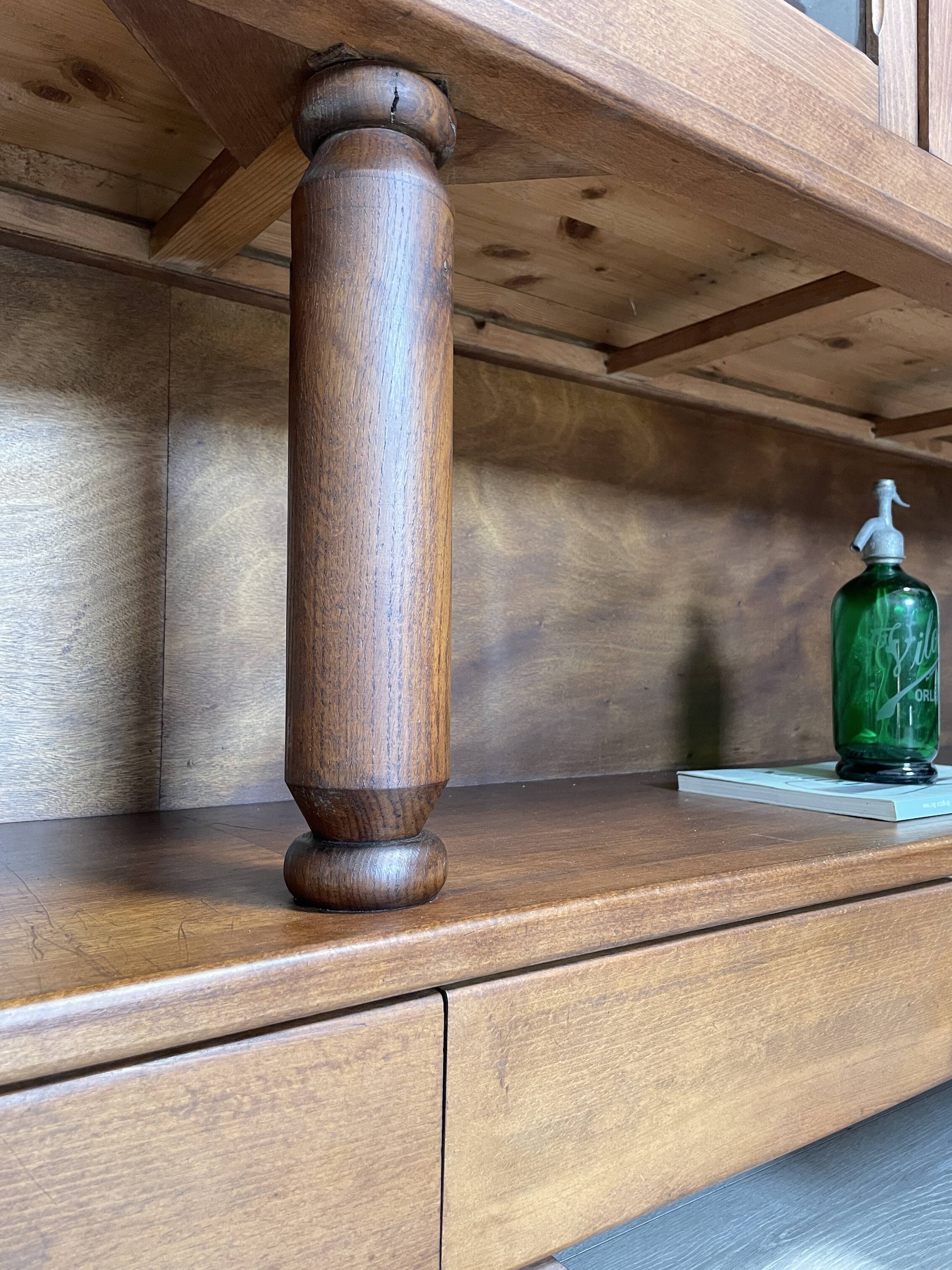 Solid wood display cabinet.