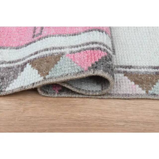 1970s Human Motif Turkish Vintage Oushak Handmade Wool Runner 92x327