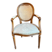 Louis XVI style medallion armchair with caning, 20th century.