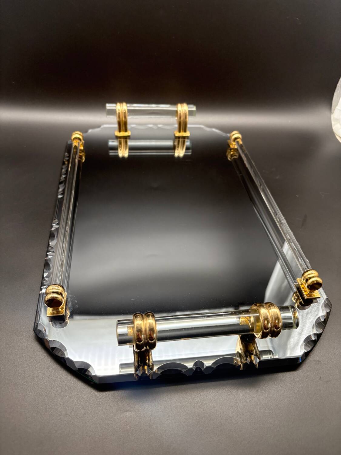 Beveled mirrored tray, Art Deco 1940, Saint-Gobain France