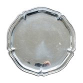 Vintage round tray in shiny silver metal - Bistro style