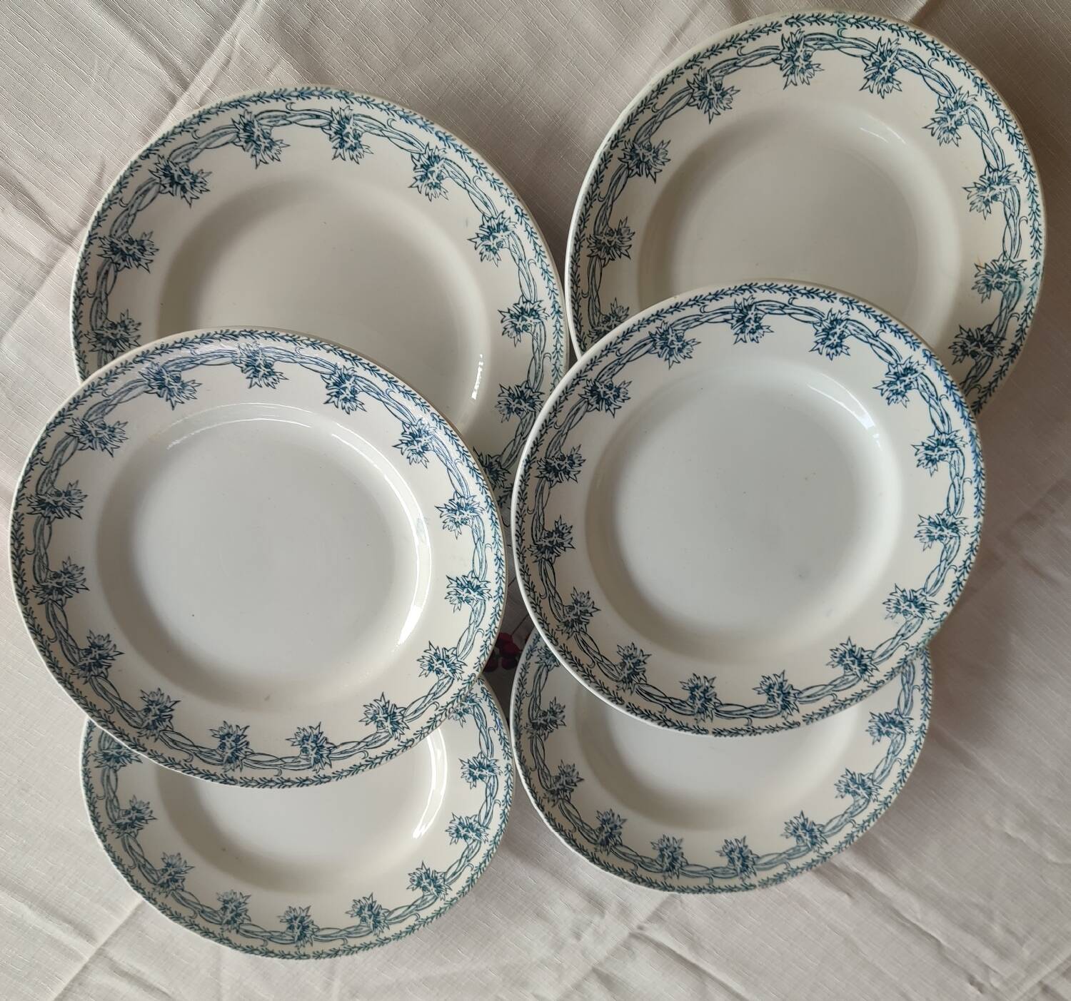 Set of 6 iron earth flat plates St Amand 4006