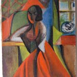 Expressionist Woman Cubist Portrait Painting