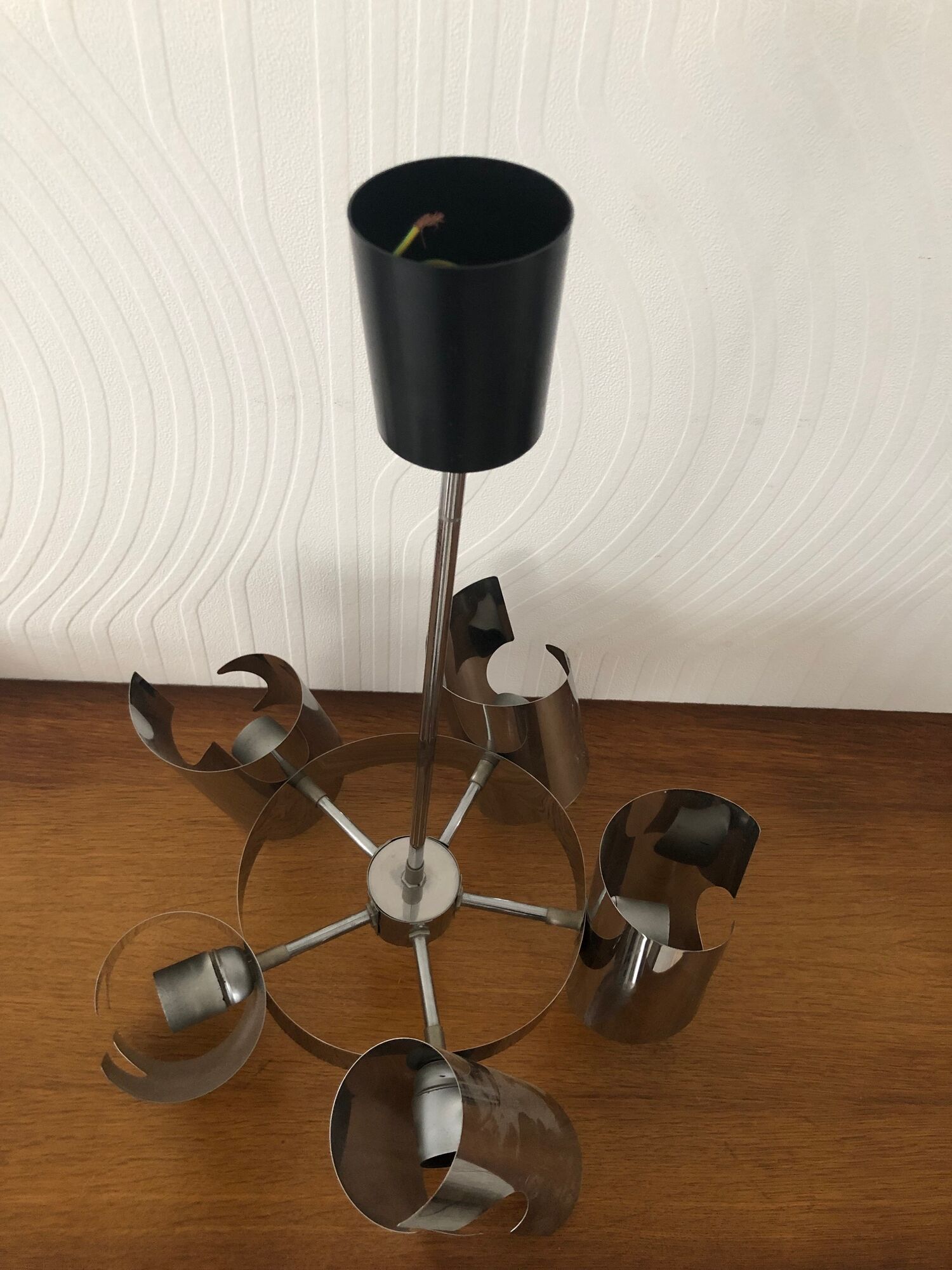 Chandelier UFO 5 branches spiral vintage 70s