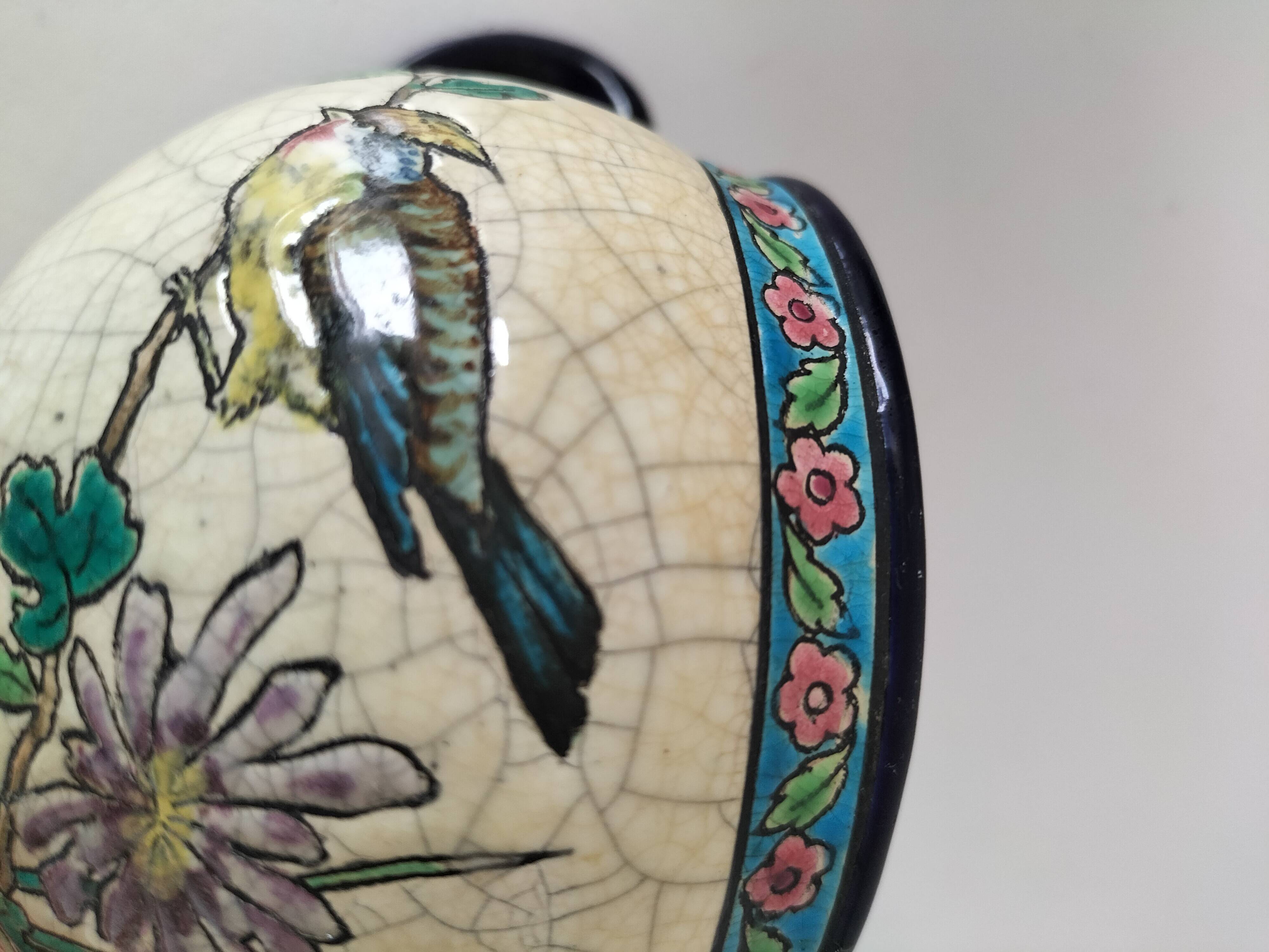 Antique two-handled cup – Authentic Longwy enamels